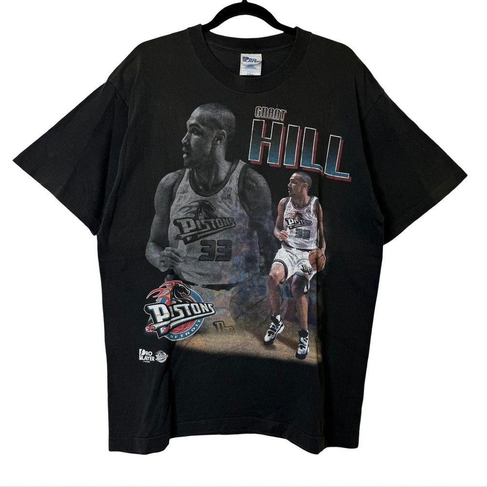 Vintage Grant Hill Pro Player Big Graphic Caricature T Shirt NBA Pistons Size L